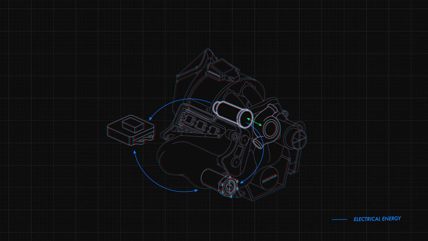 3D-CAD-Darstellung einer Motor-Generator-Einheit
