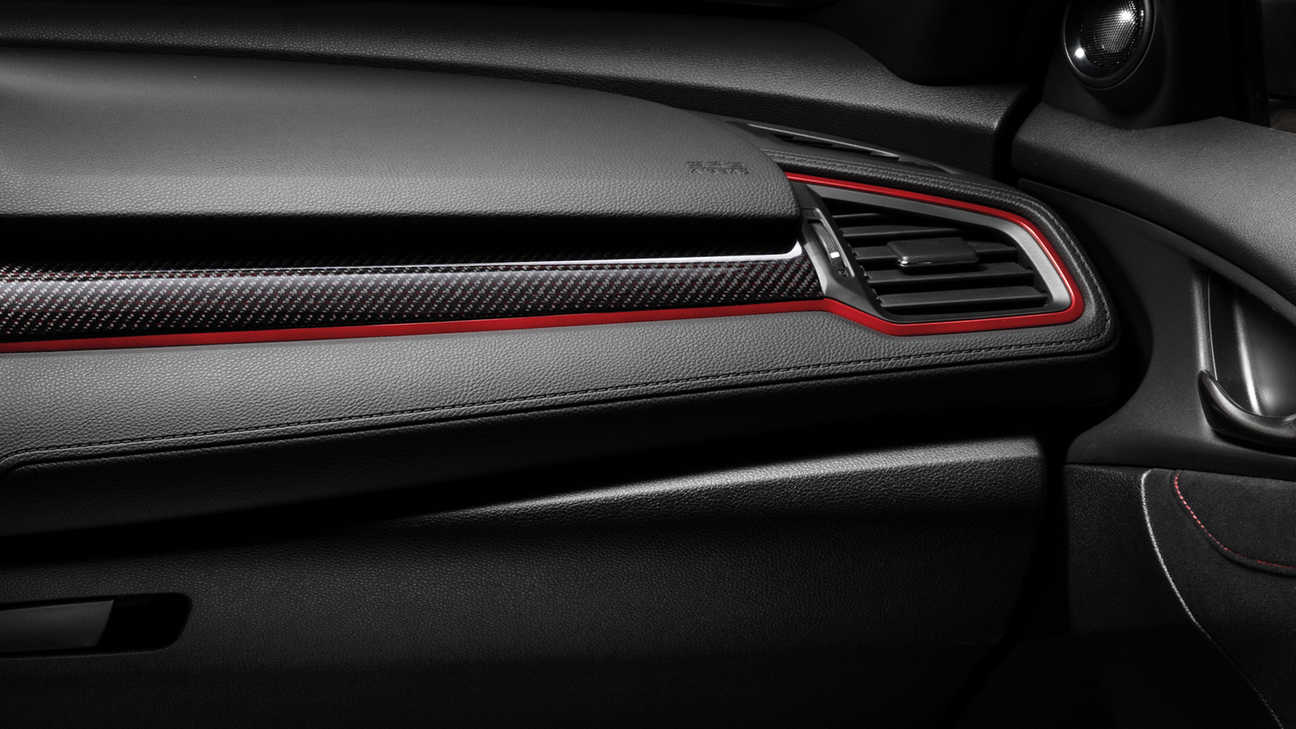 Close up of Honda Civic Type R Carbon Interior panel.