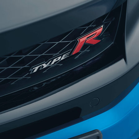 Close up Civic Type R low-deck aero spoiler.