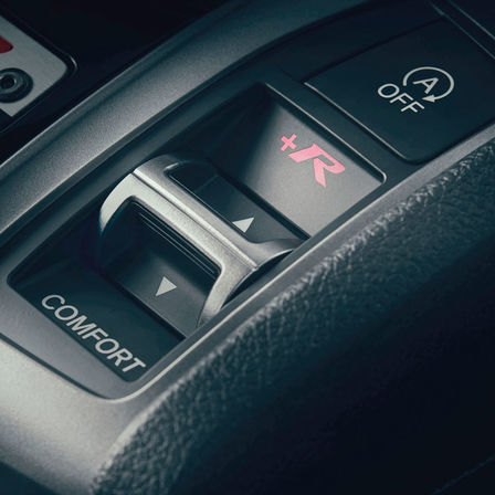Close up Civic Type R car interior features.