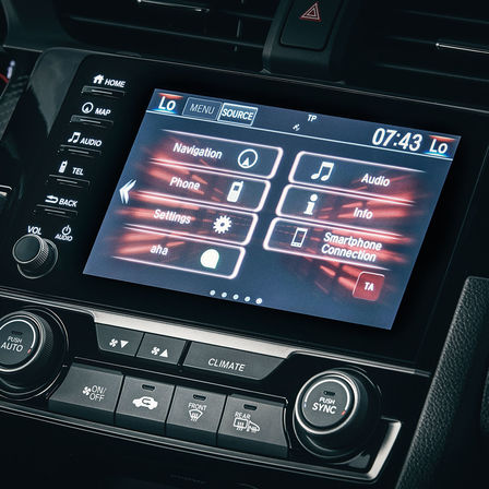 Close up of Honda Civic Type R Honda CONNECT screen.