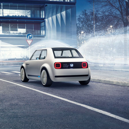 3/4-Heckansicht des Honda Urban EV Concept.