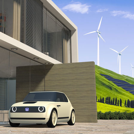 3/4-Frontansicht des Honda Urban EV Concept, erneuerbare Energien.
