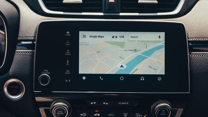 Honda CR-V Hybrid, Nahaufnahme der Touchscreen-Symbole von der Seite.