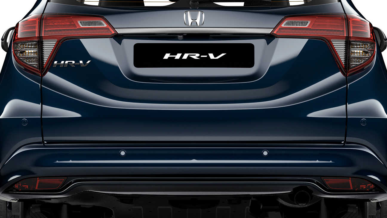 Honda HR-V, Heckansicht mit Stoßfänger und Heckleuchte.