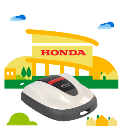 Honda Rasenmäher, Seitenansicht, nach rechts zeigend.