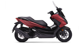 Seitenansicht einer Honda Forza 125 im Studio.