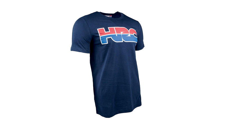 Blaues HRC Racing T-Shirt mit Honda Racing Corporation Logo.