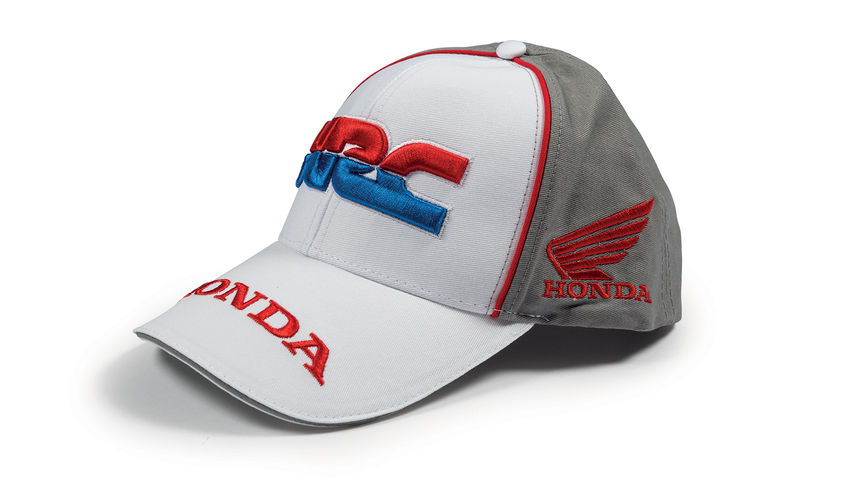Baseball-Kappe in Honda HRC-Teamfarben mit Honda Racing Corporation Logo.
