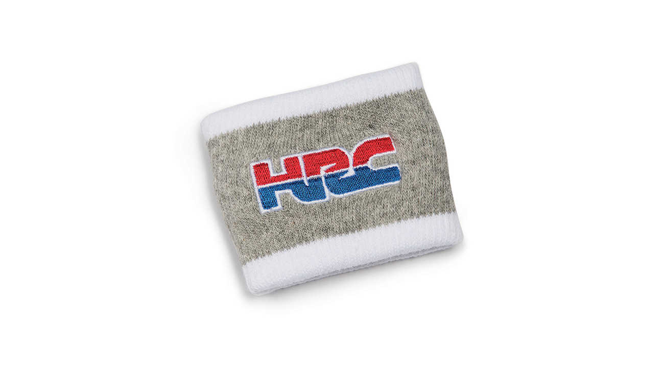 Graues Honda HRC Armband in HRC-Farben mit Honda Racing Corporation Logo.