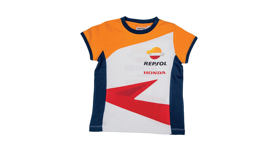 Honda Repsol Kinder-Shirt in Honda MotoGP-Farben mit Repsol Logo.