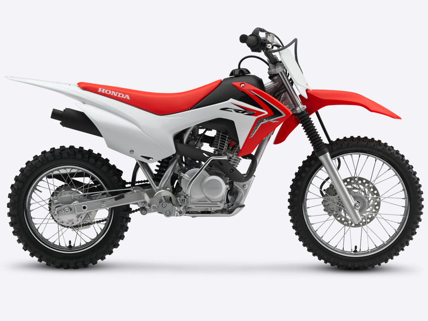 Rechte Seitenansicht CRF125F in Rot.