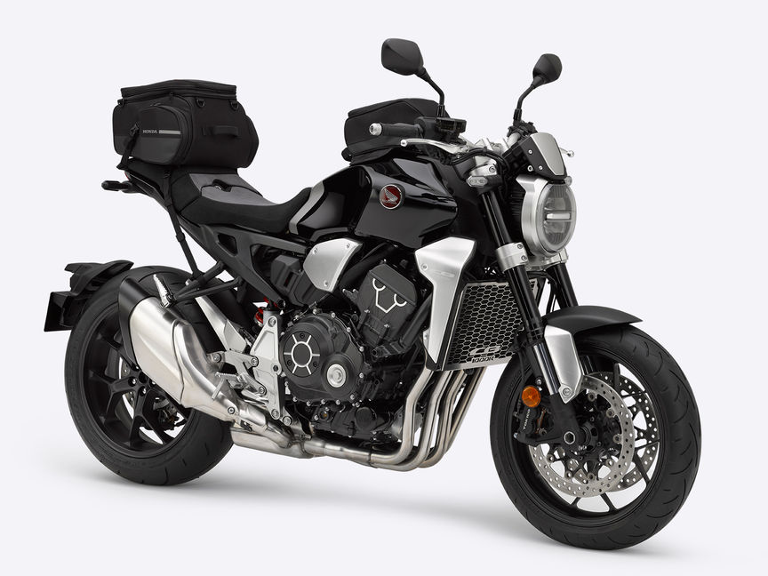 Front three-quarter facing Honda CB1000R with accessories.