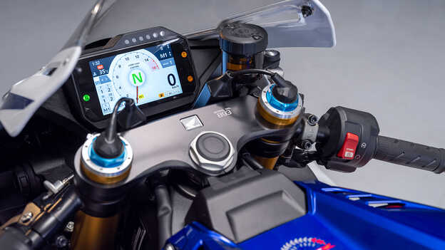Close-up of the Honda CBR1000RR-R Fireblade instrument cluster