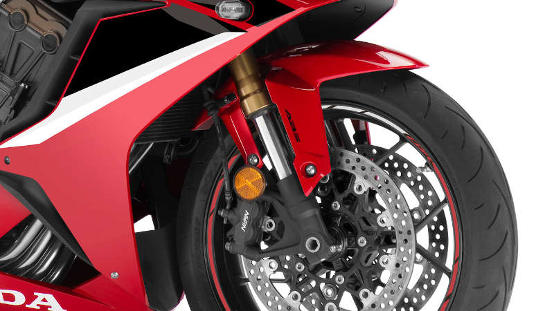 CBR650R, Studioaufnahme, Fokus auf Showa SFF-BP Teleskopgabel