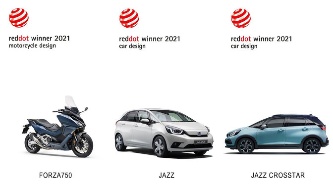 Honda gewinnt Red Dot Awards 2021 für den neuen Jazz e:HEV, Jazz Crosstar e:HEV und den Premium-Roller Forza 750